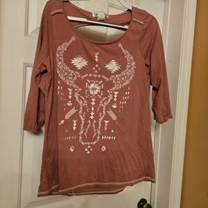 Women's Rust Graphic Long Sleeve Top
